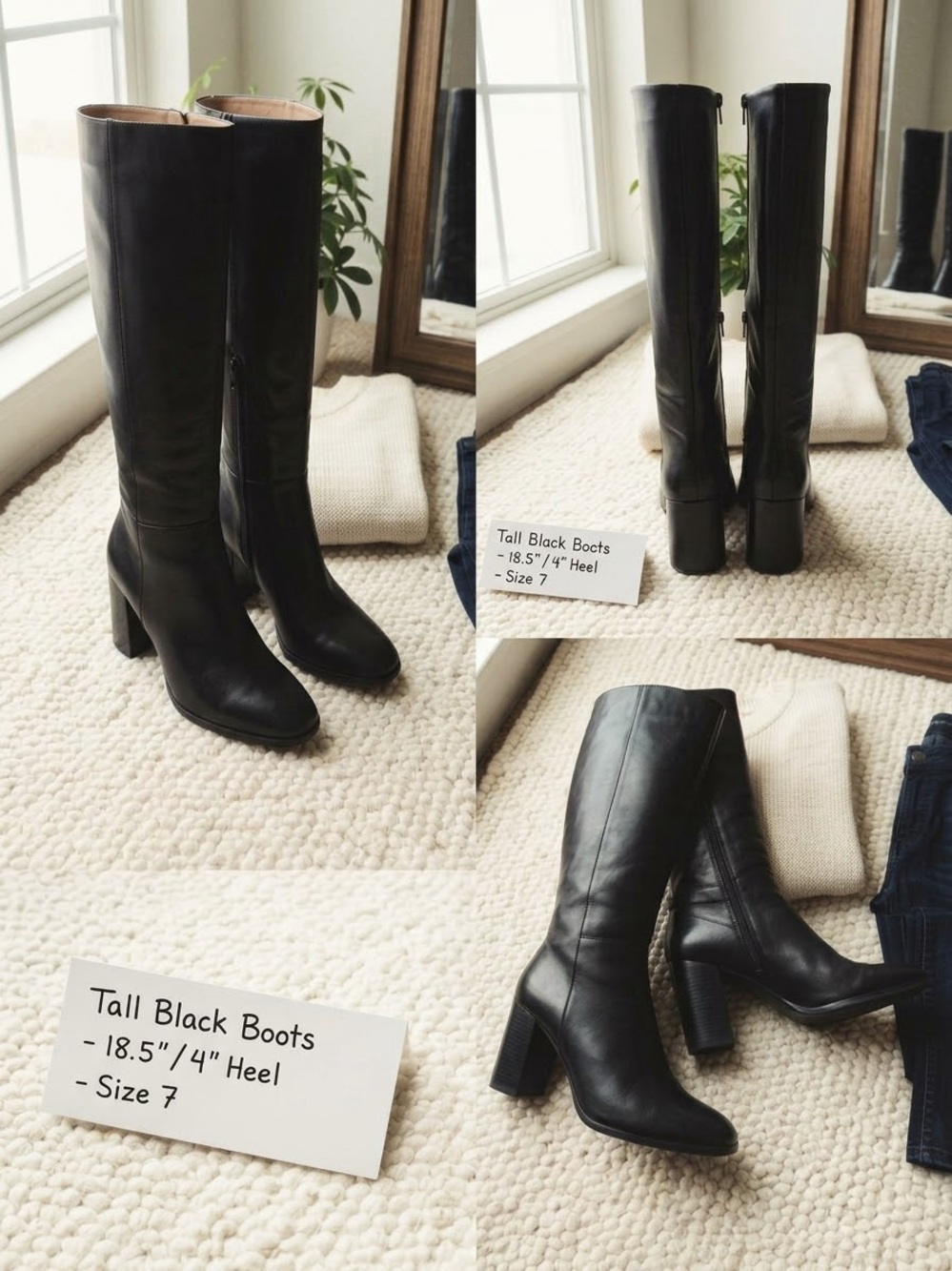 Madden Girl, Black Tall Leather Knee-High Boots - Classic Women's Riding Style